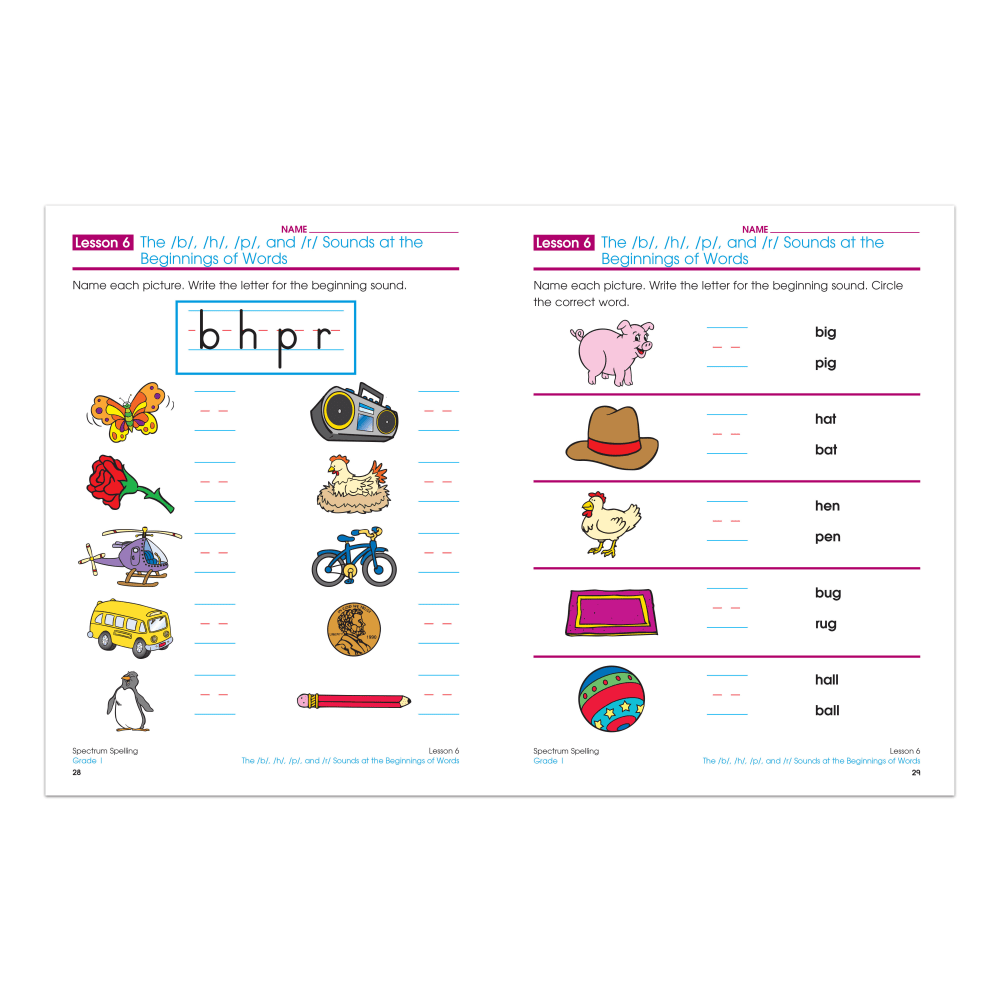 Spectrum Spelling, Grade 1