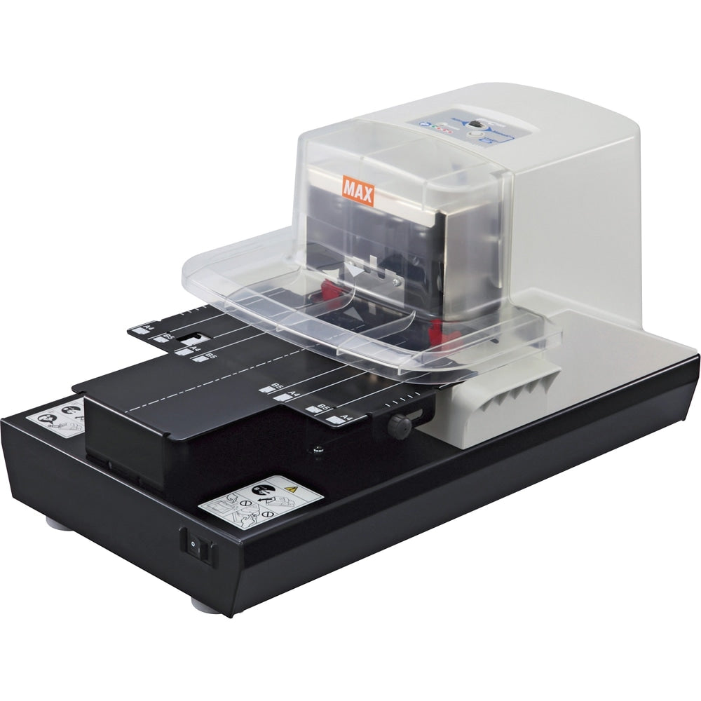 MAX Electronic Stapler - 100 of 80g/m2 Paper Sheets Capacity - 1 Each - Black, White