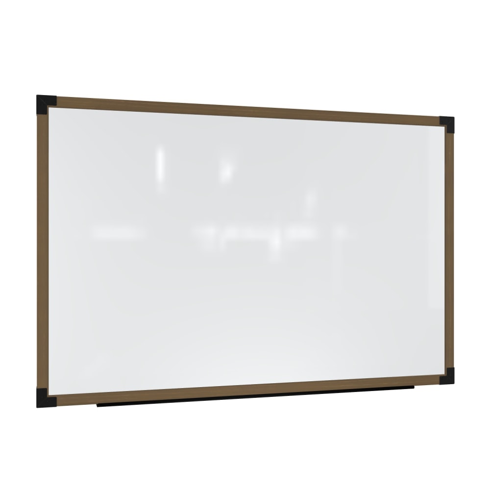 Ghent Prest Magnetic Dry-Erase Whiteboard, Porcelain, 50-1/4in x 98-1/4in, White, Driftwood Frame