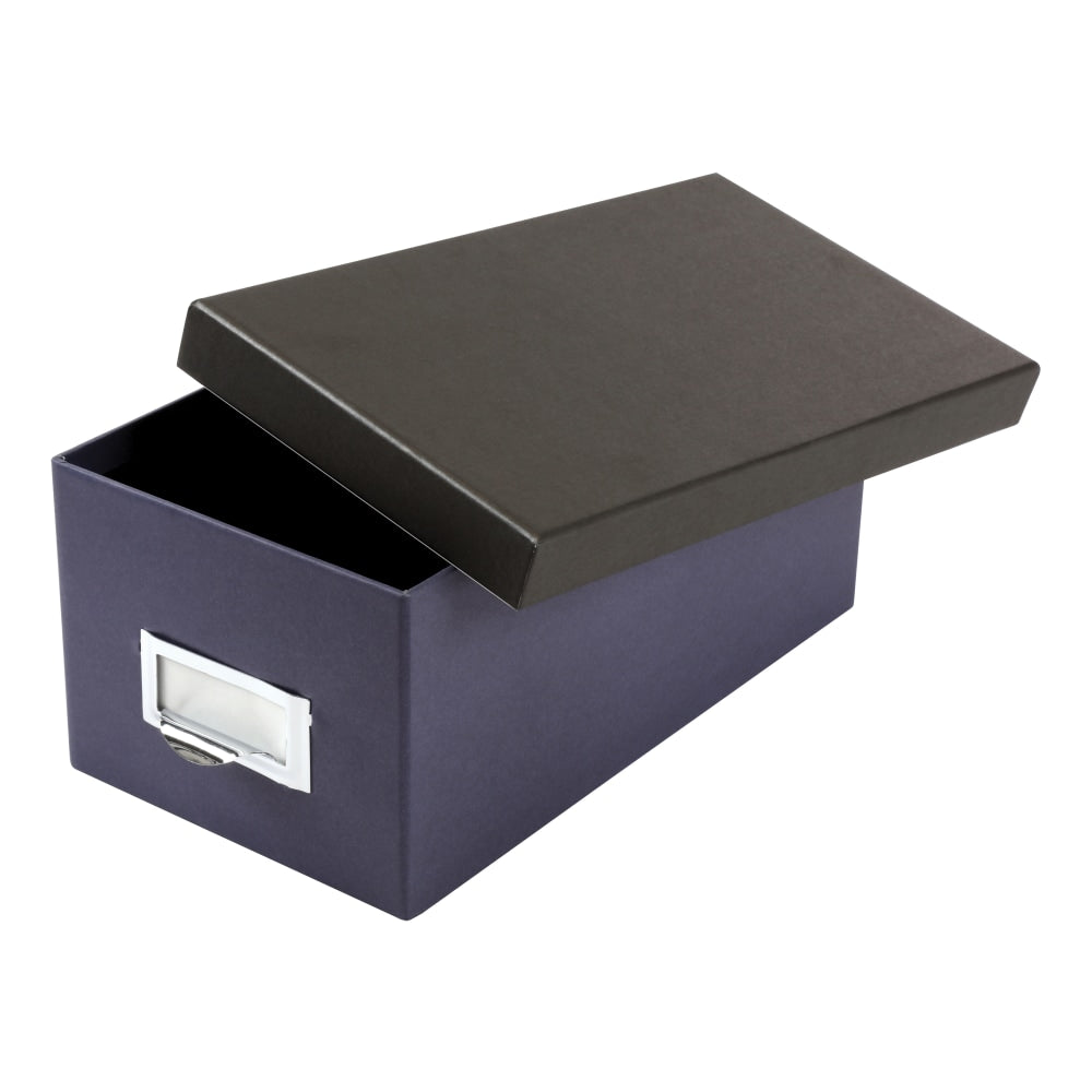 Oxford Index Card Storage Box, 4in x 6in, Indigo/Black