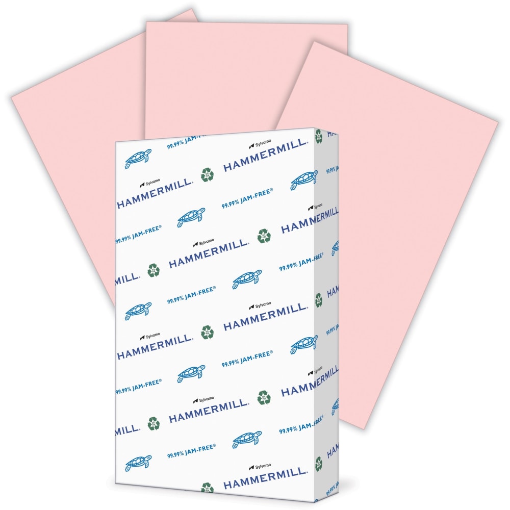 Hammermill Fore Super-Premium Color Copy Paper, Pink, Legal (8.5in x 14in), 500 Sheets Per Ream, 20 Lb, 30% Recycled