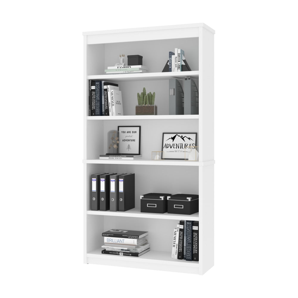 Bestar Universel 66inH 5-Shelf Bookcase, White