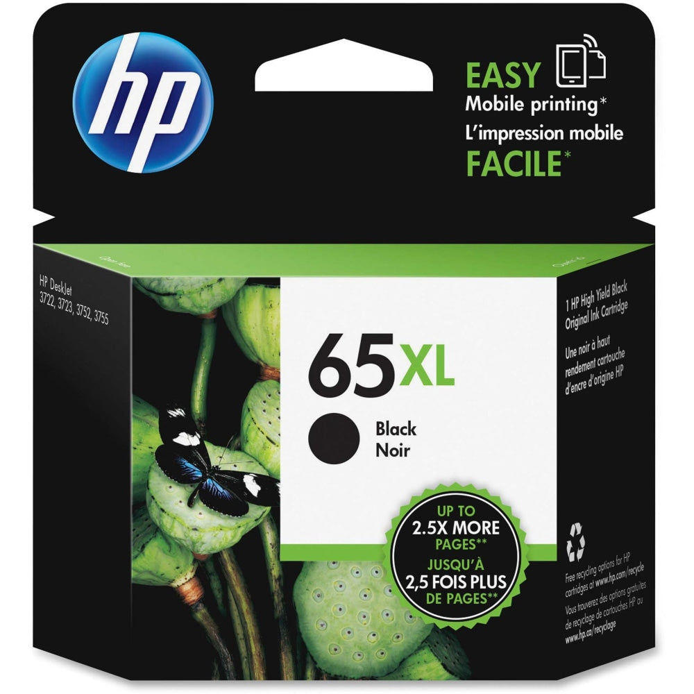 HP 65XL Black High-Yield Ink Cartridge, N9K04AN