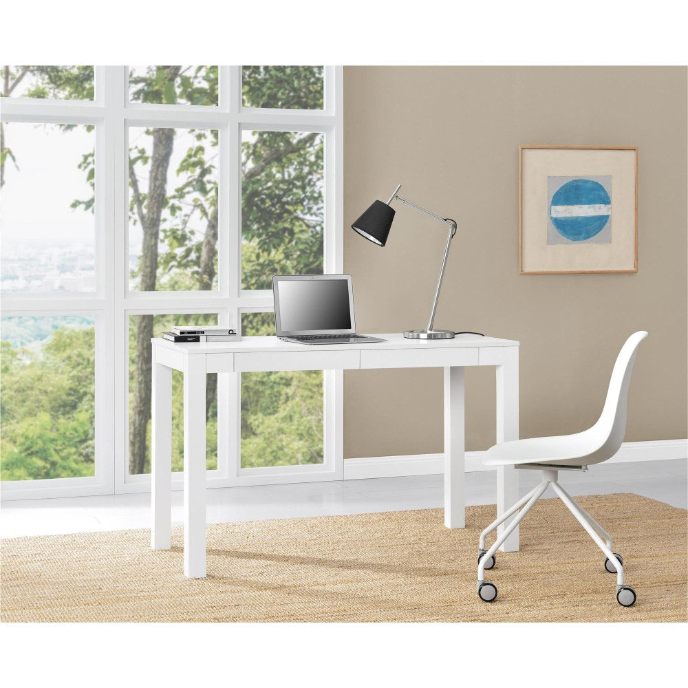 Ameriwood Home Large Parsons 48inW Writing Desk With 2 Drawers, White