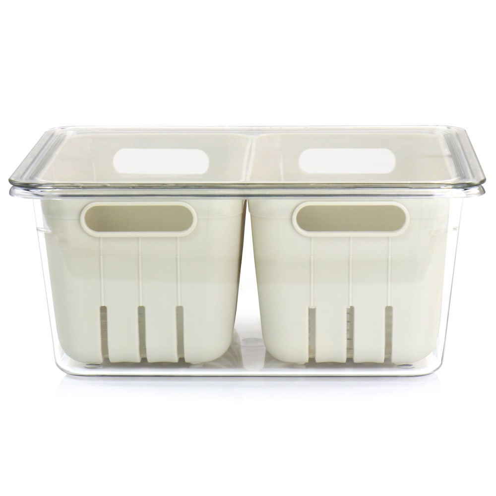 Martha Stewart 4-Piece Mini Basket Fresh Keeper Container Set, Beige