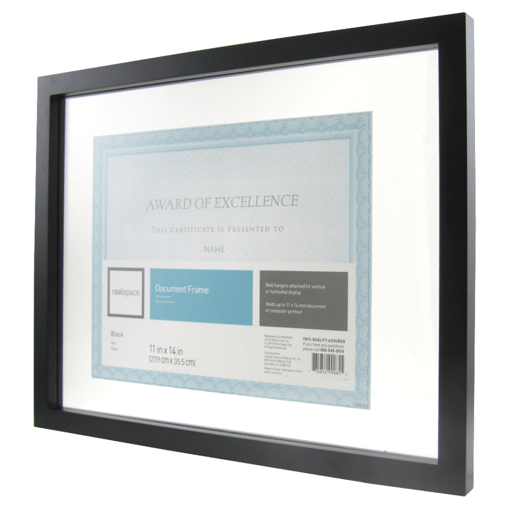 Realspace Gallery Floating Document Frame, 11in x 14in, Black