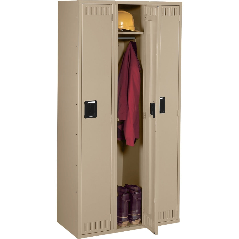 Tennsco Single-Tier Locker, 3-Wide, 72inH x 36inW x 18inD, Sand