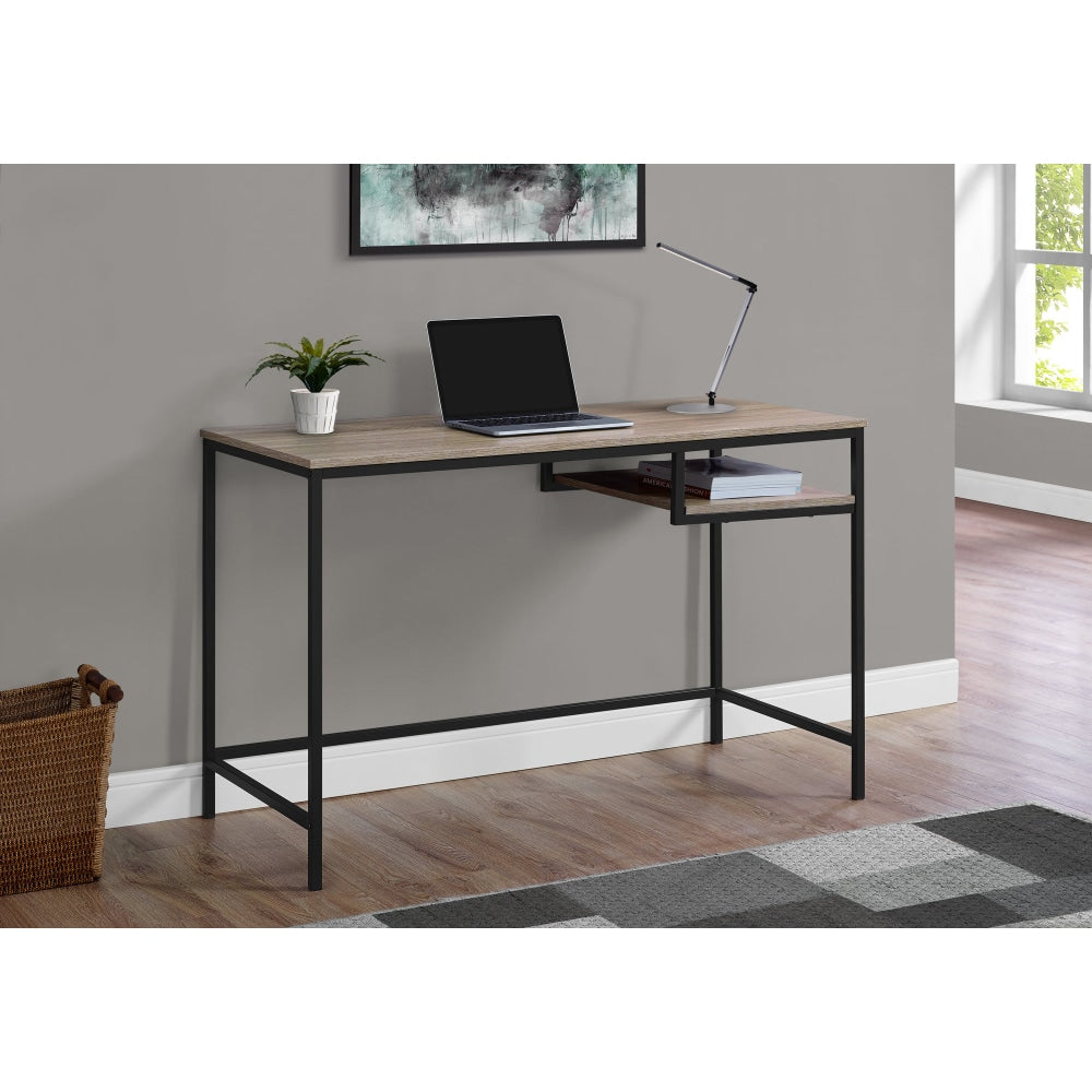 Monarch Specialties 48inW Computer Desk With Hanging Shelf, Dark Taupe/Black