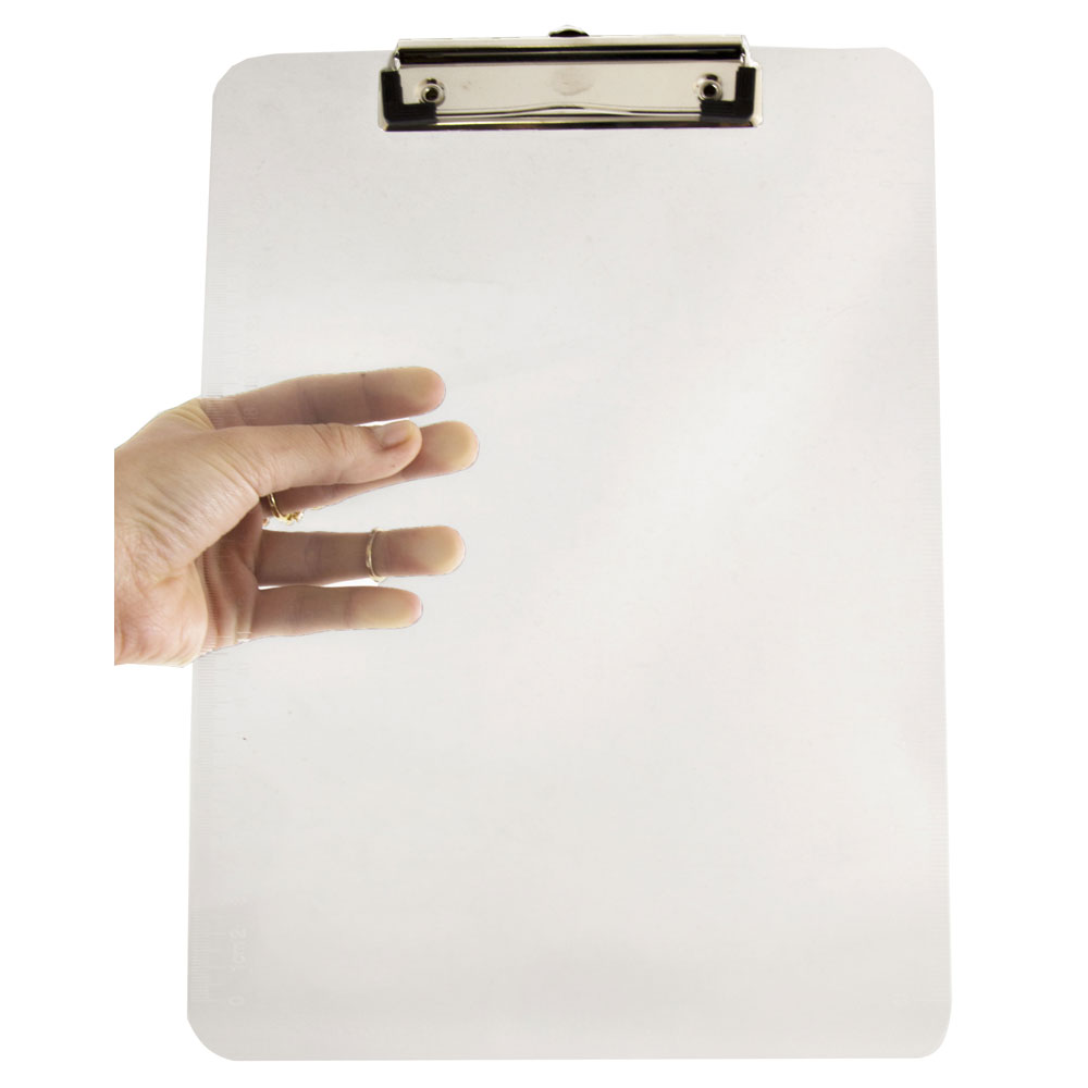 JAM Paper Plastic Clipboard with Metal Clip, 9in x 13in, Clear