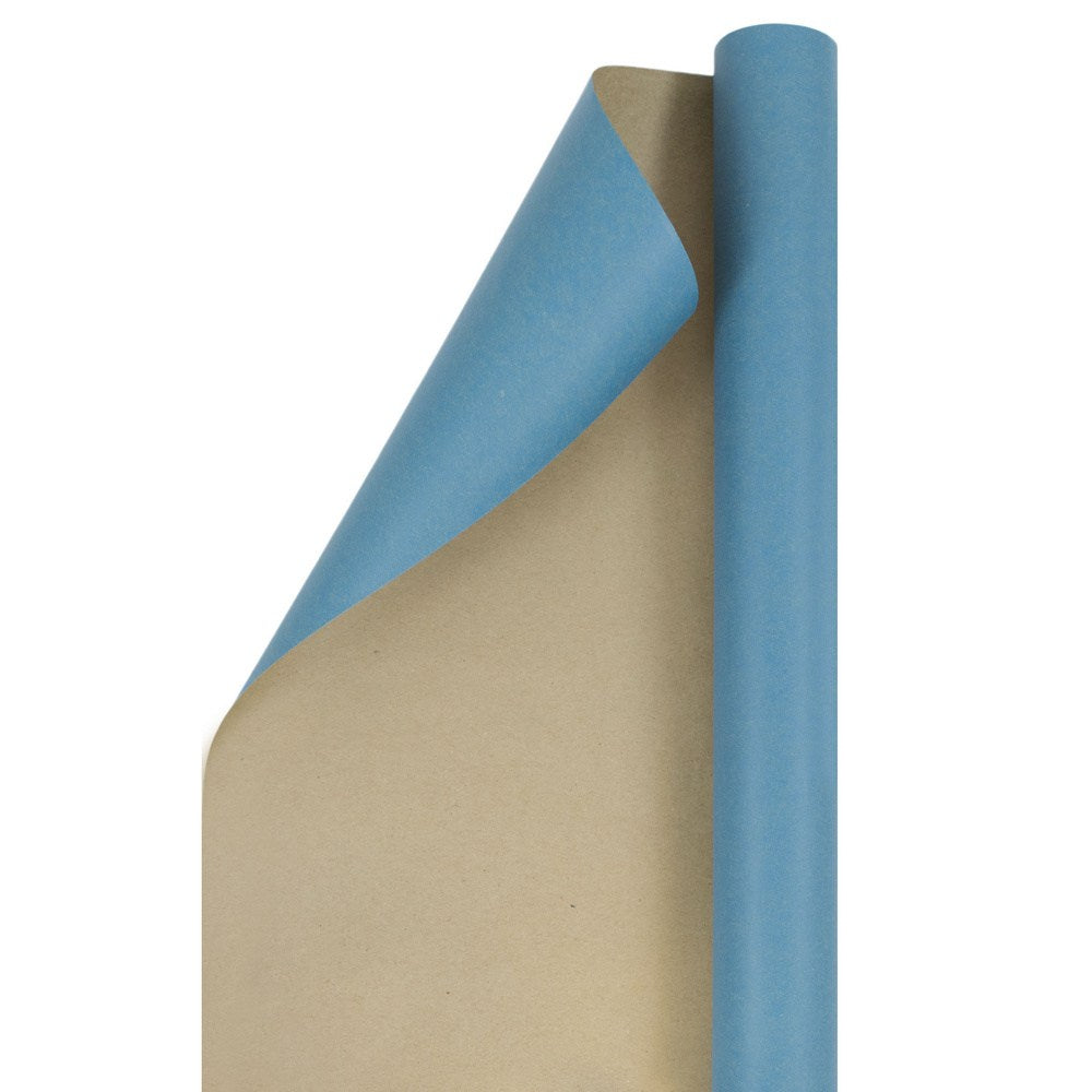 JAM Paper Wrapping Paper, Kraft, 25 Sq Ft, Blue