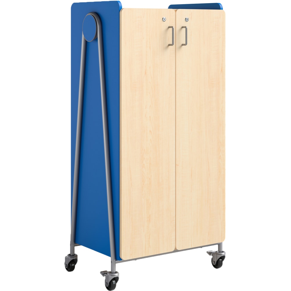 Safco Whiffle Double-Column 14-Drawer Mobile Storage Cart, 60inH x 30inW x 19-3/4inD, Spectrum Blue