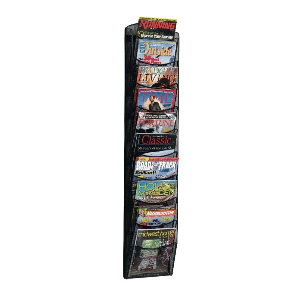 Safco 10-Pocket Mesh Magazine Rack, Black