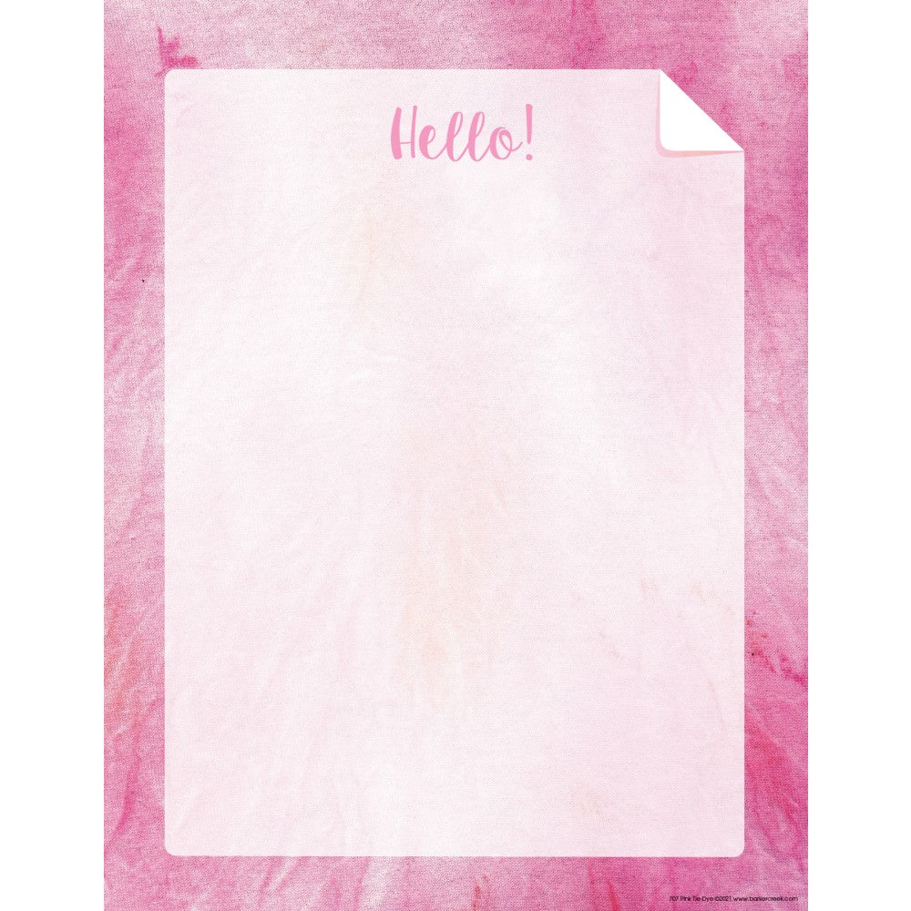 Barker Creek Designer Computer Paper, 8-1/2in x 11in, Pink Tie-Dye, Pack Of 50 Sheets