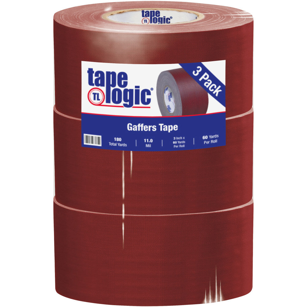 Tape Logic Gaffers Tape, 3in x 60 Yd., 11 Mil, Burgundy, Case Of 3 Rolls