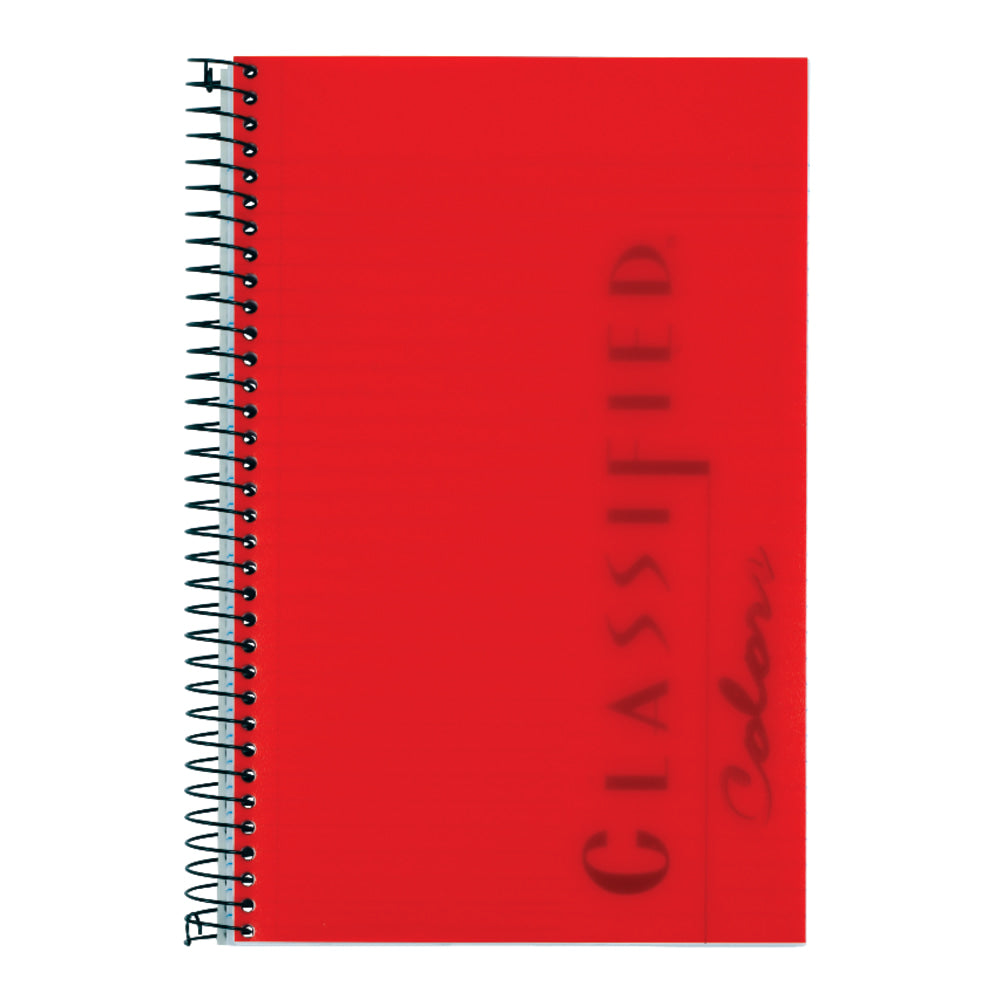 TOPS Classified Colors Business Notebook, 5 1/2in x 8 1/2in, 1 Subject, Narrow Ruled, 100 Sheets, Ruby Red Cover