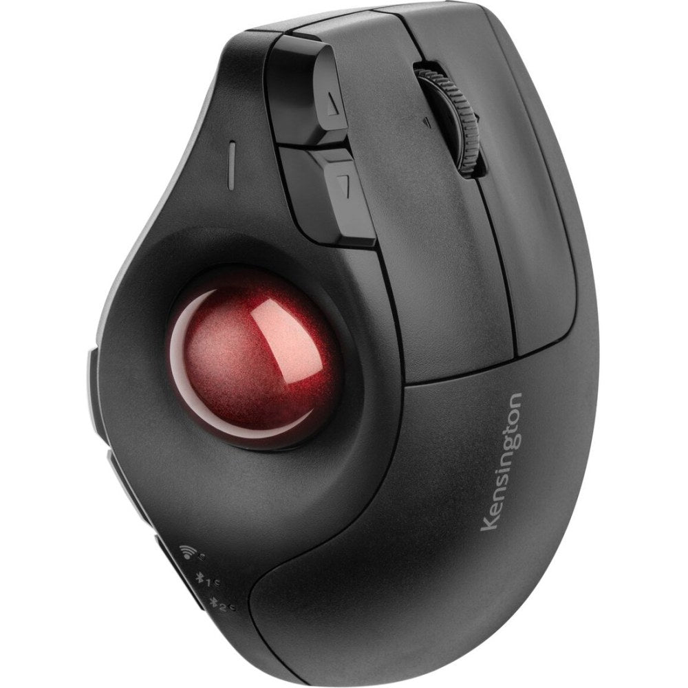 Kensington Pro Fit Ergo Vertical Wireless Trackball - Optical - Wireless - Bluetooth/Radio Frequency - 2.40 GHz - USB Type A - 1500 dpi - Scroll Wheel - 10 Button(s) - Right-handed