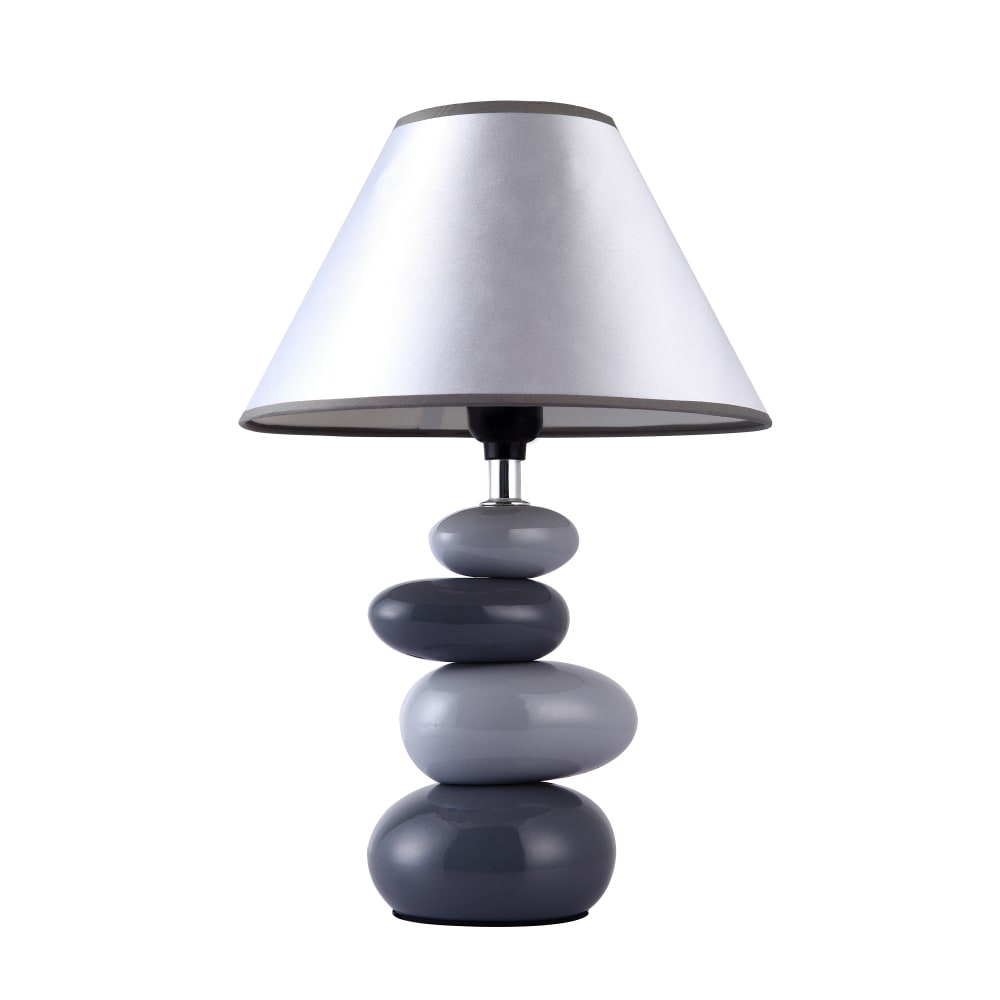 Simple Designs Shades Of Gray Ceramic Stone Table Lamp, 15inH, Gray Shade/Gray Base