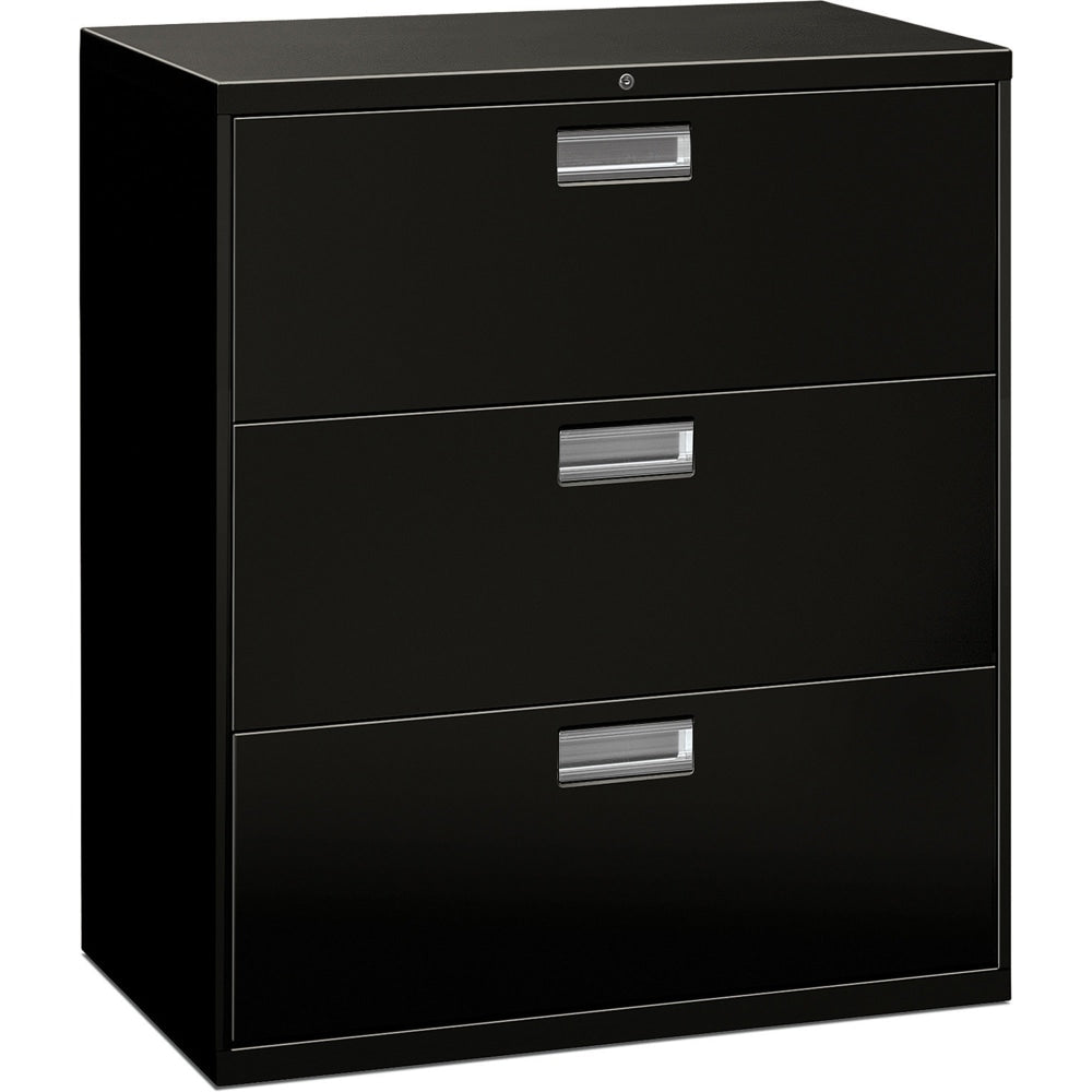 HON Brigade 600 36inW x 18inD Lateral 3-Drawer File Cabinet, Black