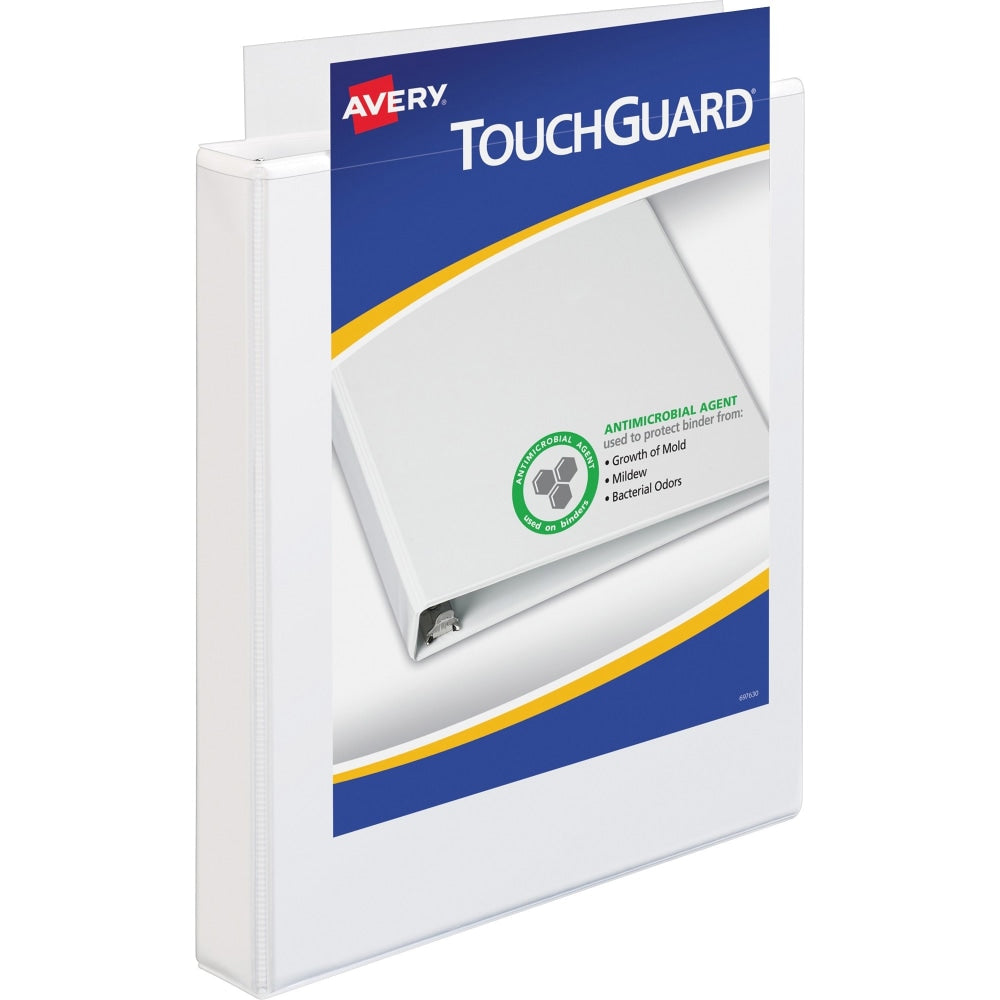 Avery Touchguard View 3-Ring Binder With EZ-Turn Rings And Antimicrobial Protection, 1in D-Rings, 40% Recycled, White