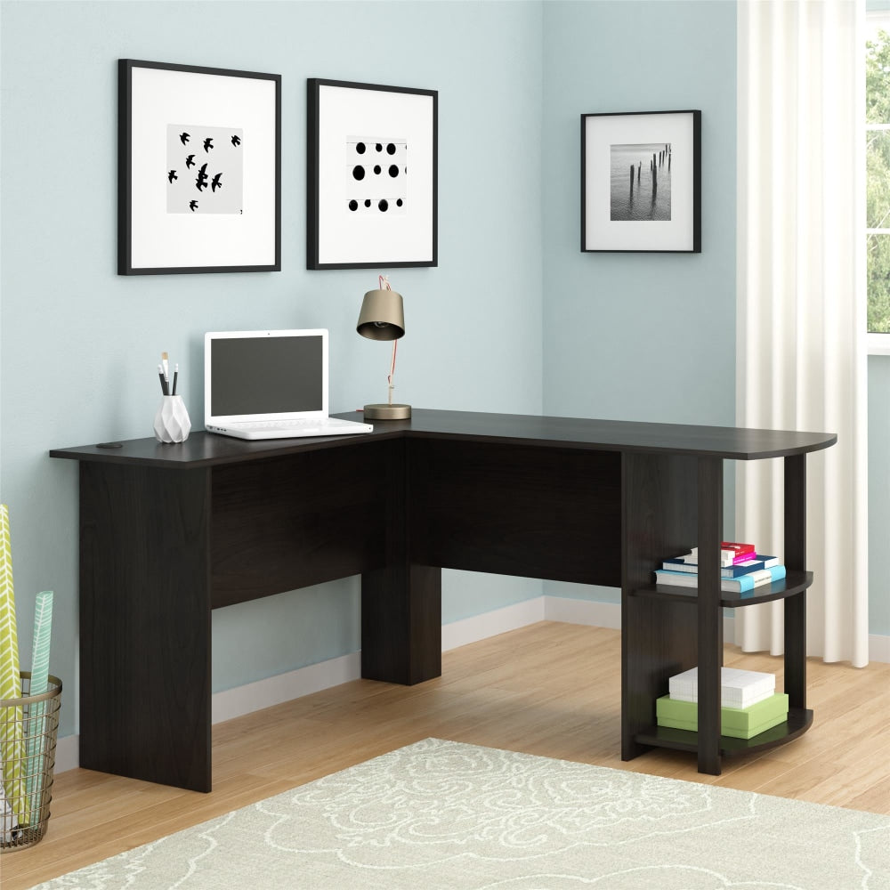 Ameriwood Home Dakota 54inW L-Shaped Corner Desk With Bookshelves, Espresso