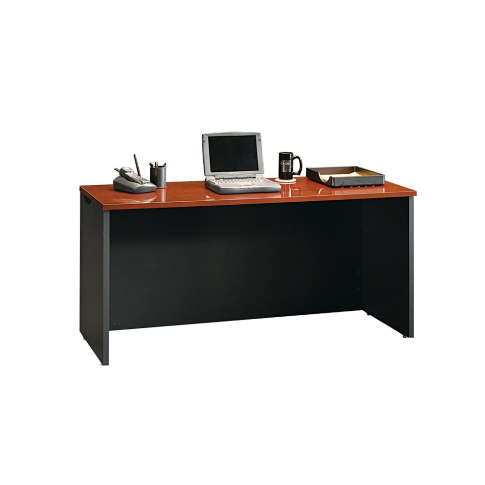 Sauder Via 60inW Computer Desk Credenza, Classic Cherry/Soft Black