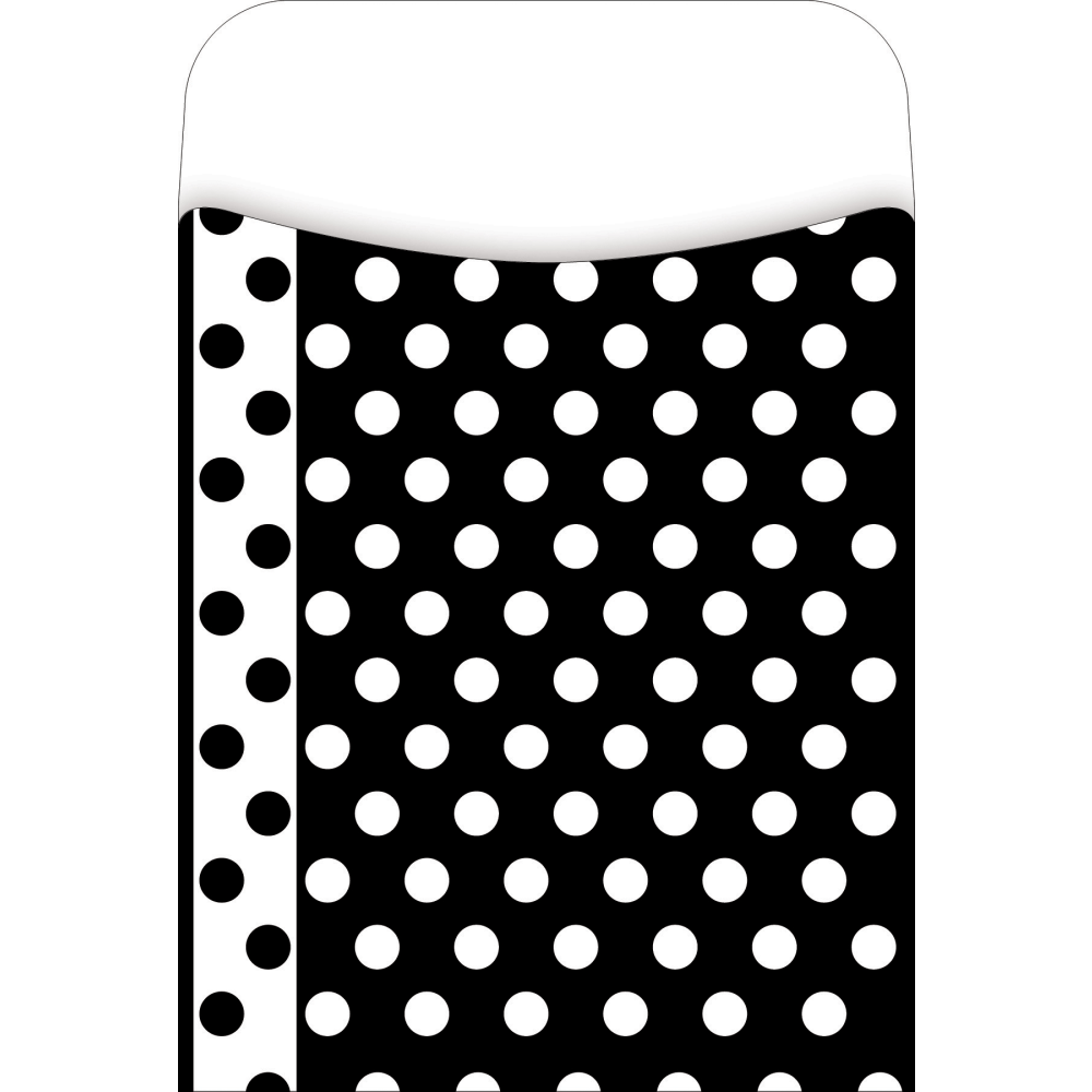 Barker Creek Peel & Stick Library Pockets, 3in x 5in, Black/White Dots, Pack Of 60 Pockets