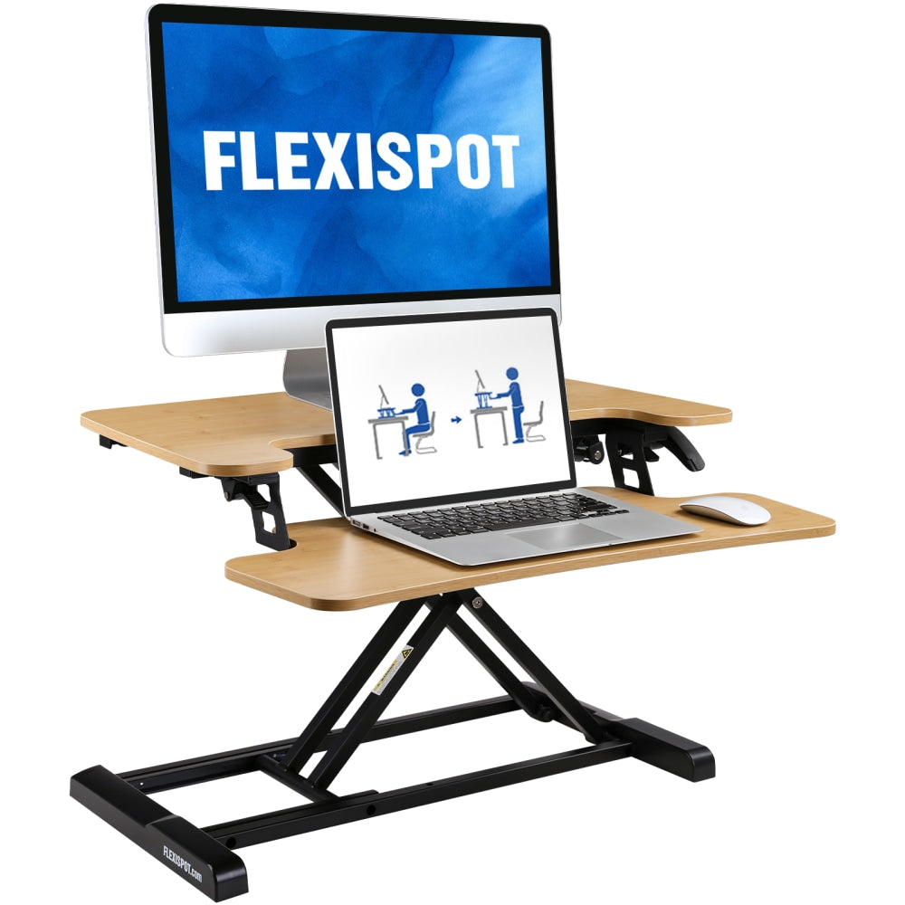 FlexiSpot Alcove Series Desk Riser, 19-3/4inH x 28-7/16inW x 23-3/4inD, Light Brown