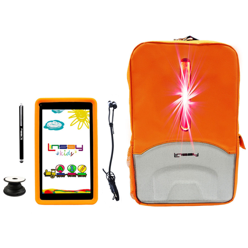 Linsay F7 Tablet, 7in Screen, 2GB Memory, 64GB Storage, Android 13, Kids Orange LED