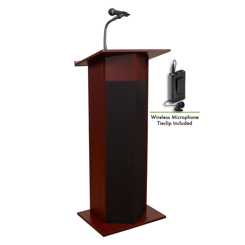 Oklahoma Sound? The Power Plus Lectern With Wireless Tie Clip/Lavalier Microphone, Medium Oak