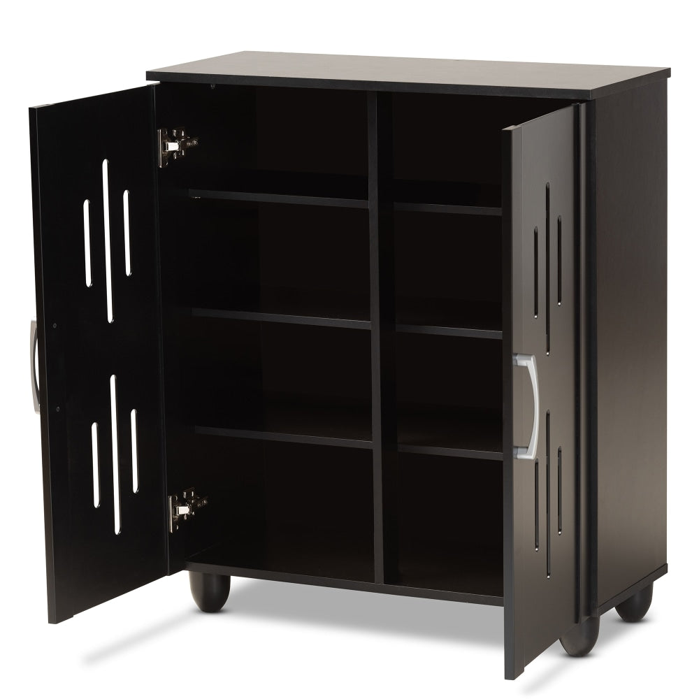 Baxton Studio Renley 30inW 2-Door Shoe Storage Cabinet, Black