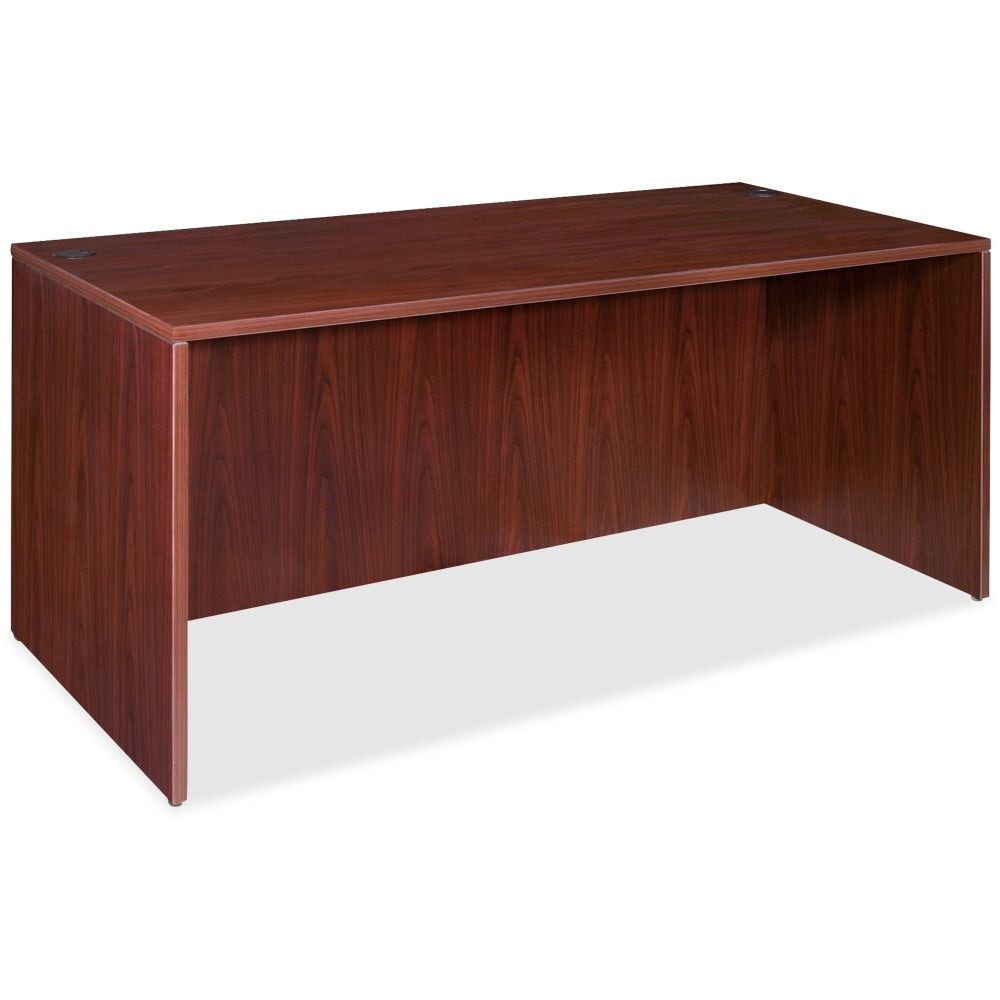 Lorell Essentials 66inW Rectangular Shell Computer Desk, Mahogany