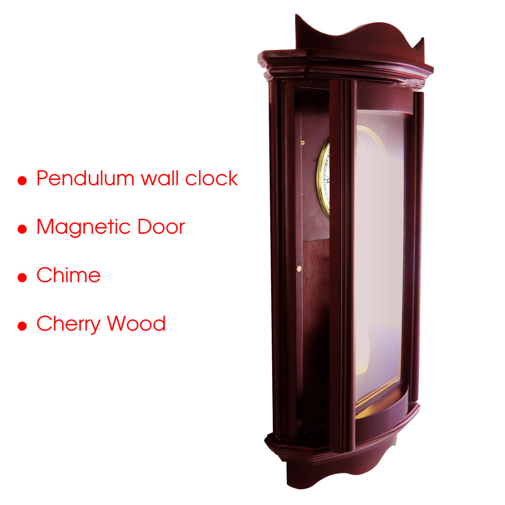 Bedford Clocks Weathered Collection Wall Clock, 25inH x 10-3/4inW x 4-3/16inD, Cherry Oak