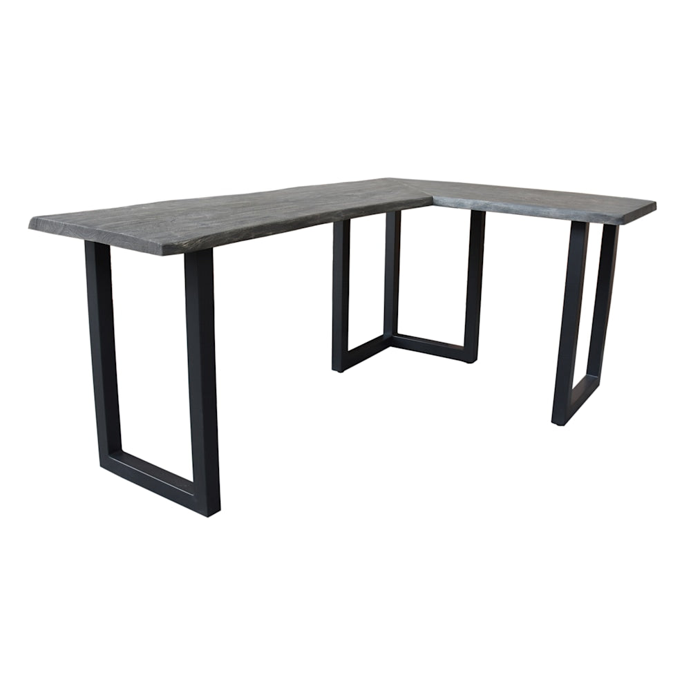 Coast to Coast Timothy L-Shaped Writing Desk, 30inH x 68inW x 47inD, Sandblast Gray/Gunmetal