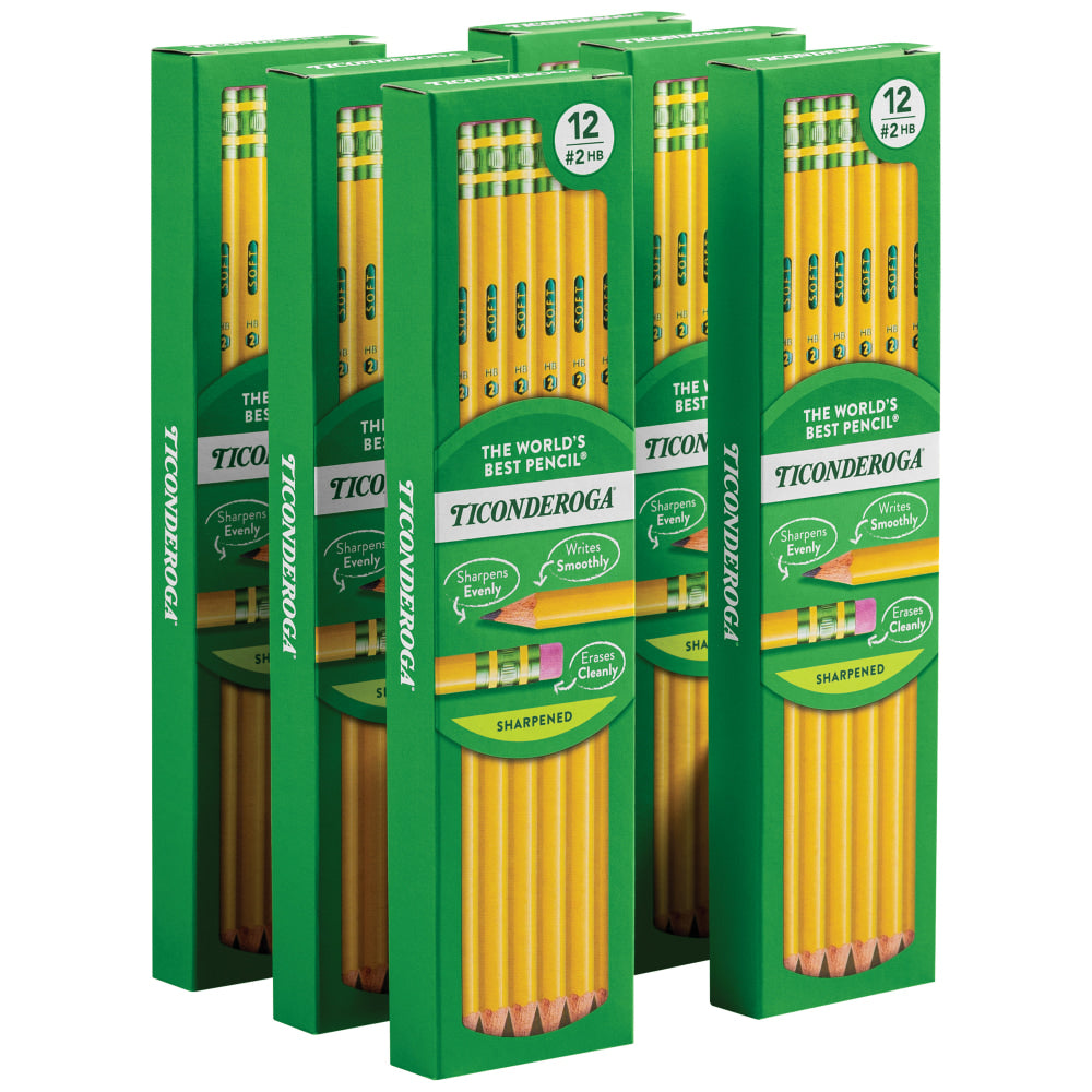 Ticonderoga #2 Pre-sharpened Pencils, 0.7 mm, Yellow, Pack Of 72 Pencils