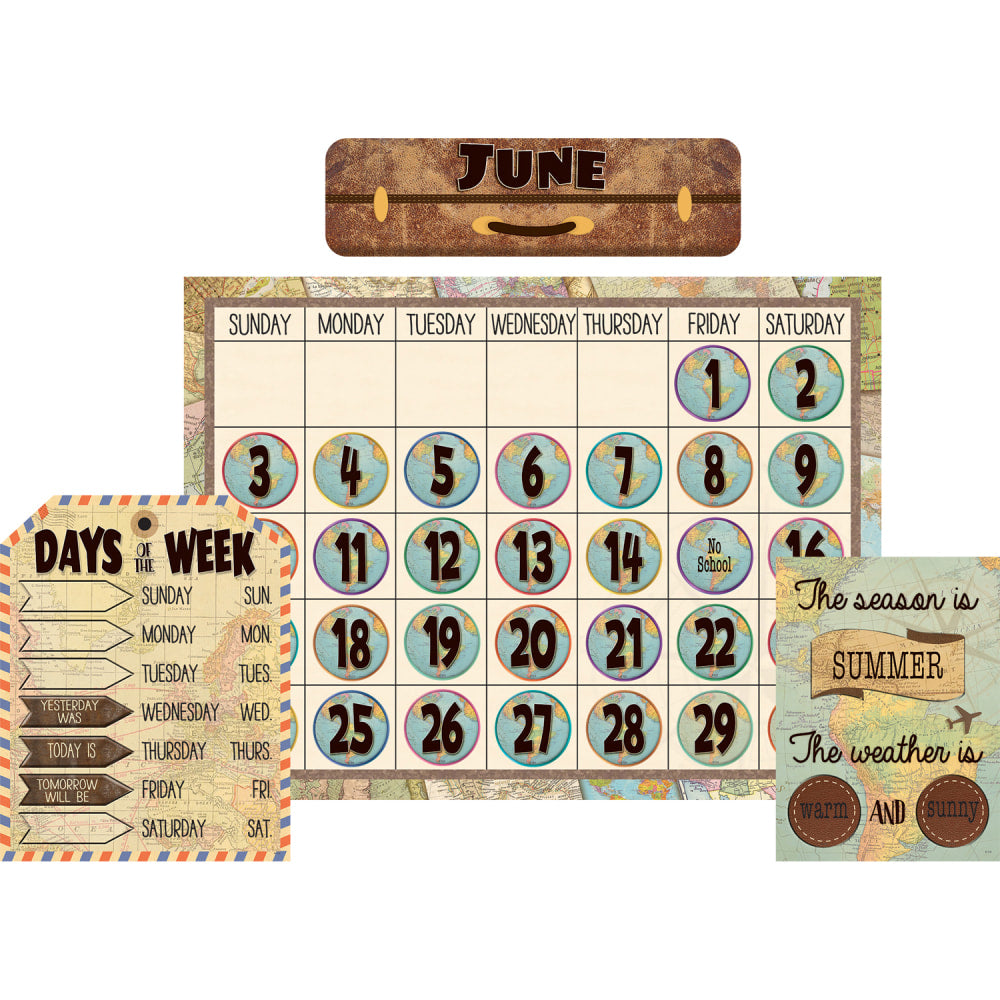 Teacher Created Resources Travel The Map Calendar Bulletin Board Sets, Set Of 2