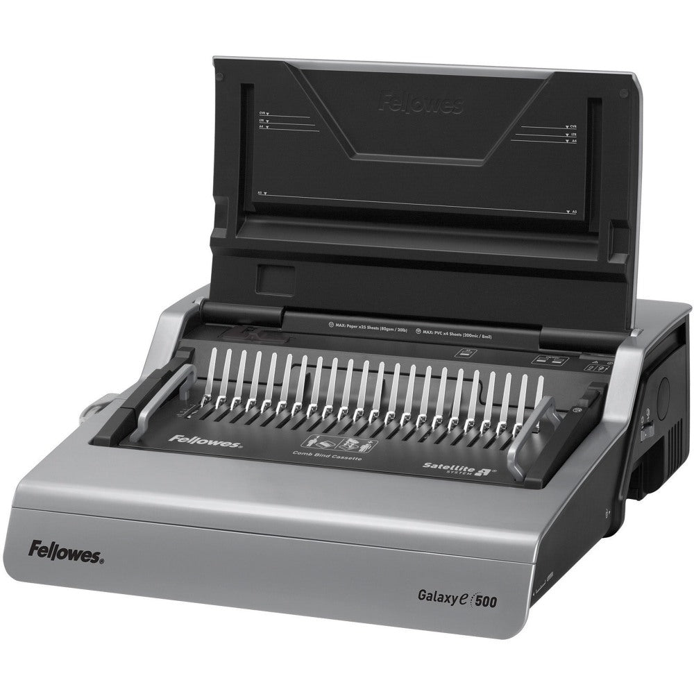 Fellowes Galaxy-E 500 Electric Comb Binding Machine With Starter Kit, Silver/Black