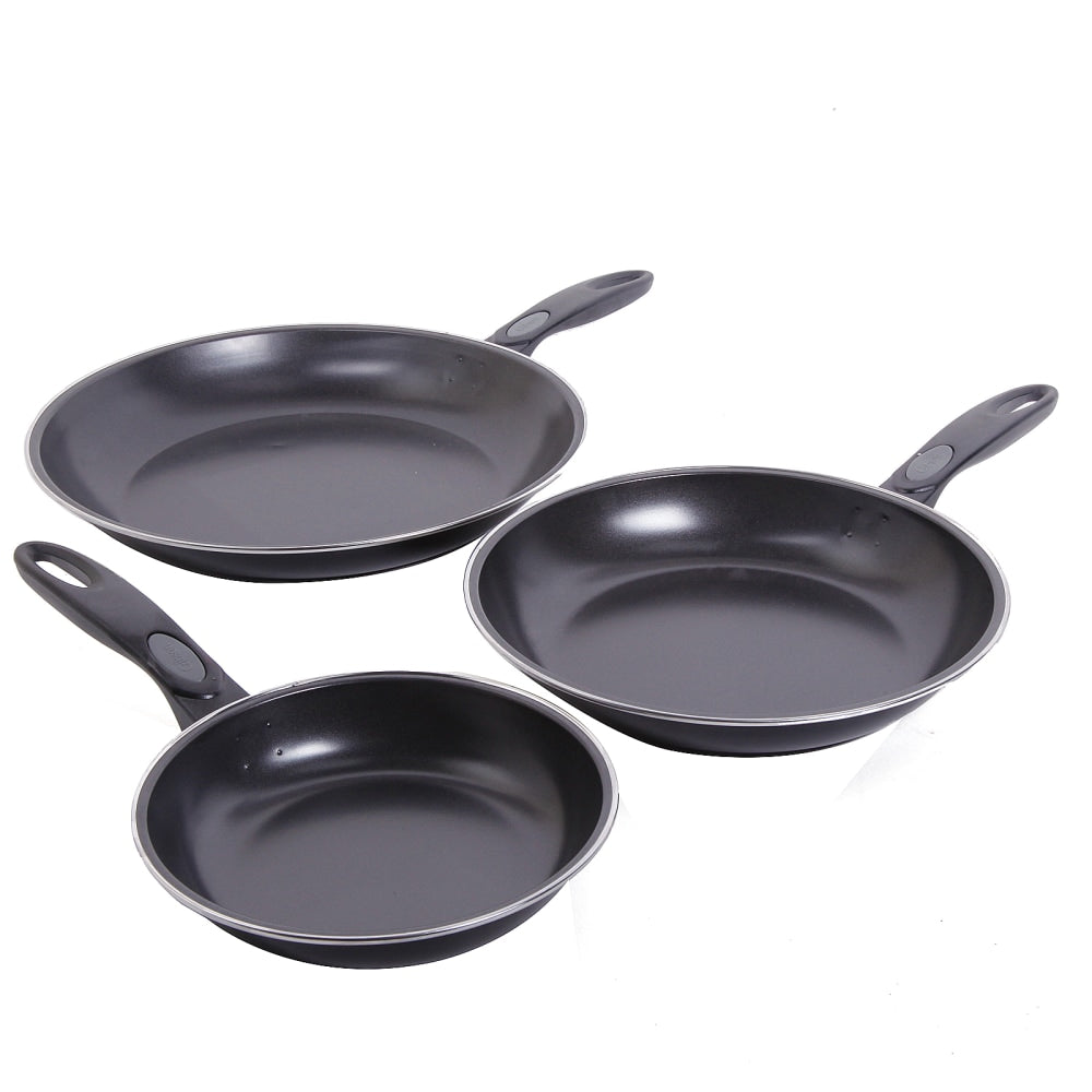 Gibson Home Aventura 3-Piece Aluminum Non-Stick Frying Pan Set, Black