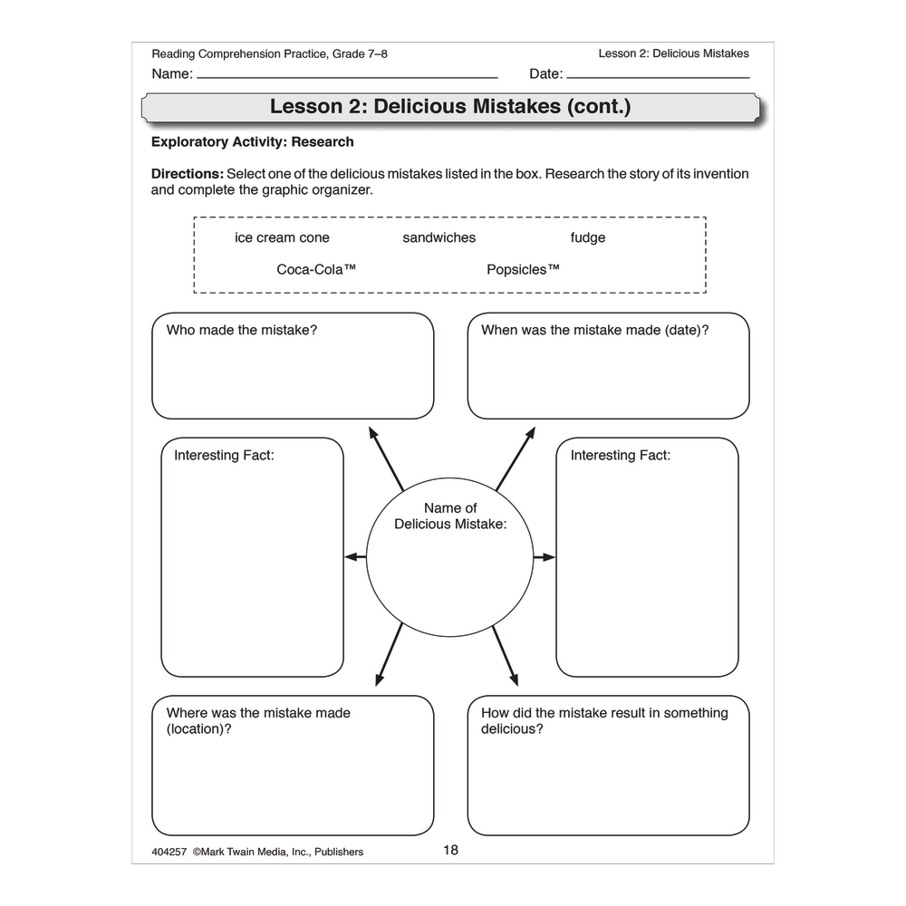 Mark Twain Media Reading Comprehension Practice, Grades 7-8