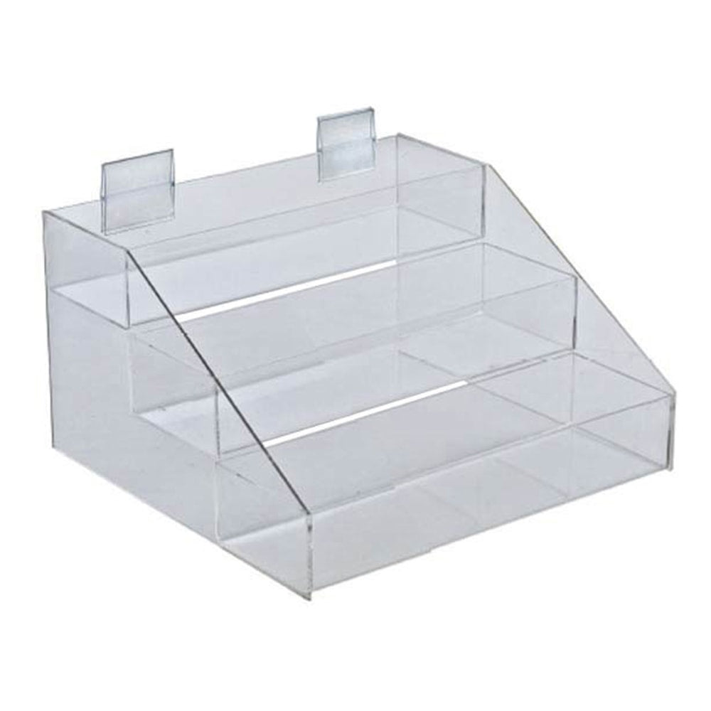 Azar Displays 3-Tier 3-Compartment Counter Display, 7inH x 12inW x 11-3/4inD, Clear