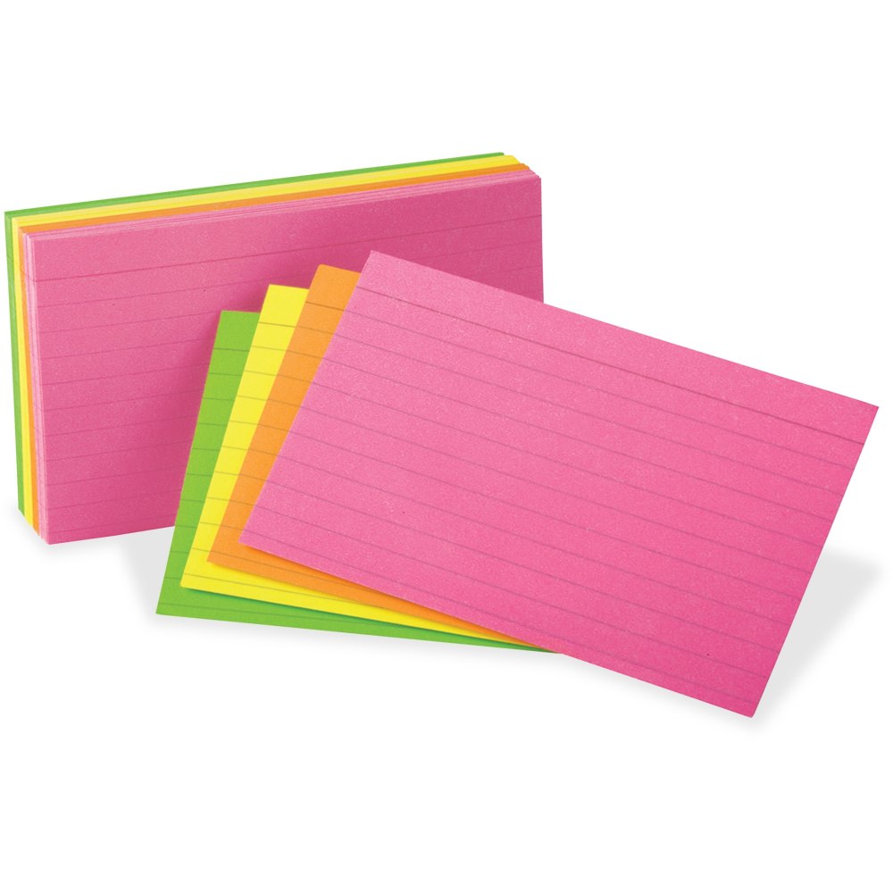 Oxford Glow Index Cards, Assorted Colors, 3in x 5in, Pack Of 300