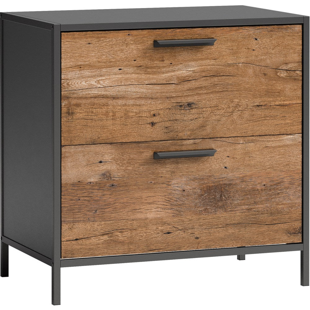 Sauder Boulevard Cafe 30-1/4inW x 18-1/2inD Lateral 2-Drawer File Cabinet, Black/Vintage Oak