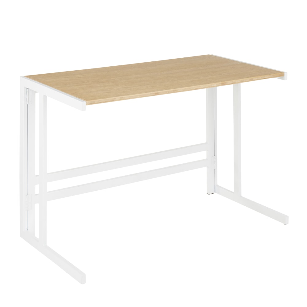 LumiSource Roman 45inW Office Computer Desk, White/Natural