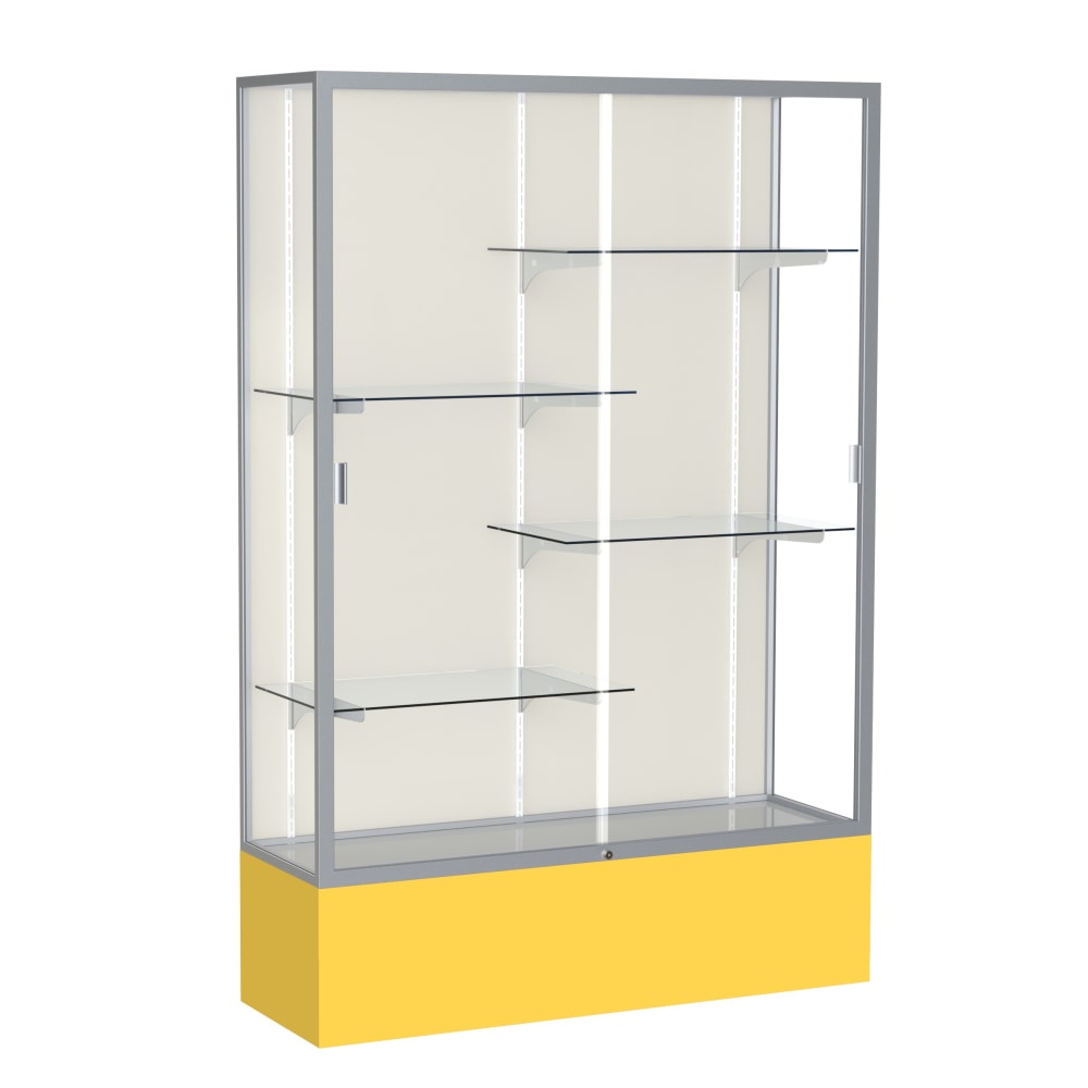 Waddell Spirit 4-Shelf Floor Display Case, 72inH x 48inW x 16inD, Goldenrod Base/Satin Finish