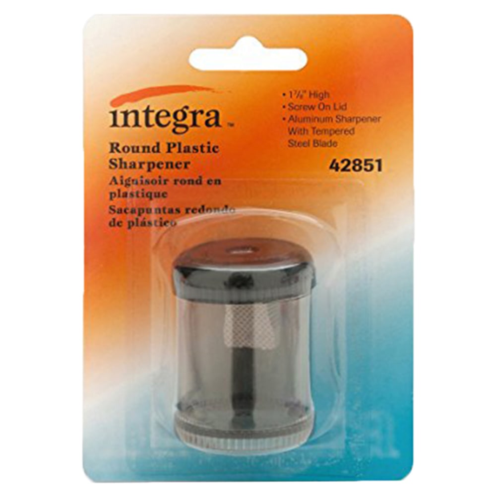 Integra Round Pencil Sharpener, 1 7/8inH, Black