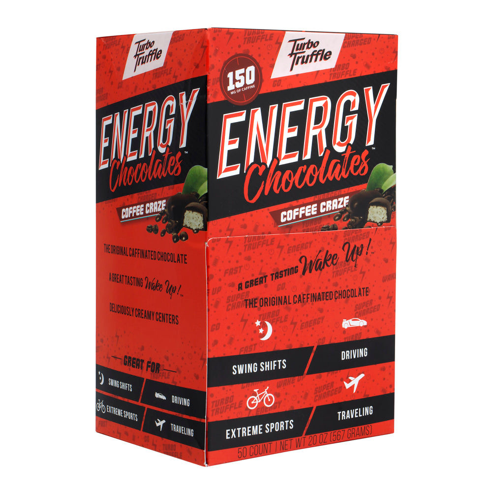 Turbo Truffles Energy Chocolate Coffee Craze Truffles, Pack Of 50 Truffles