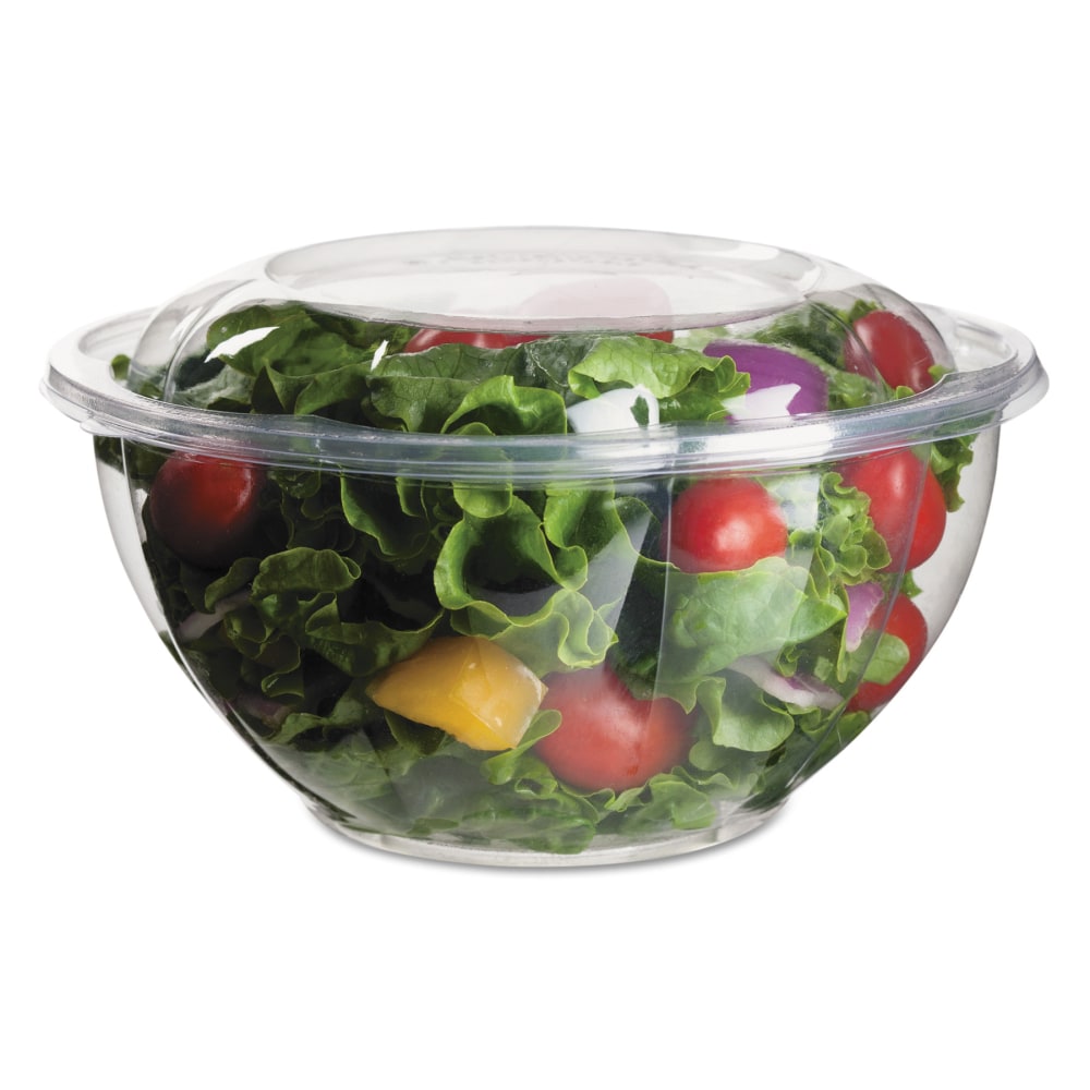 Eco-Products Salad Bowls With Lids, 32 Oz, Clear, 50 Bowls Per Pack, Case Of 3 Packs