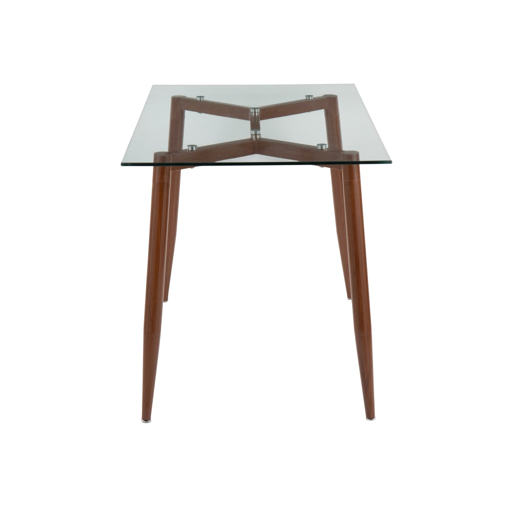 LumiSource Clara Contemporary Table, 30in x 47-1/4in, Walnut/Clear