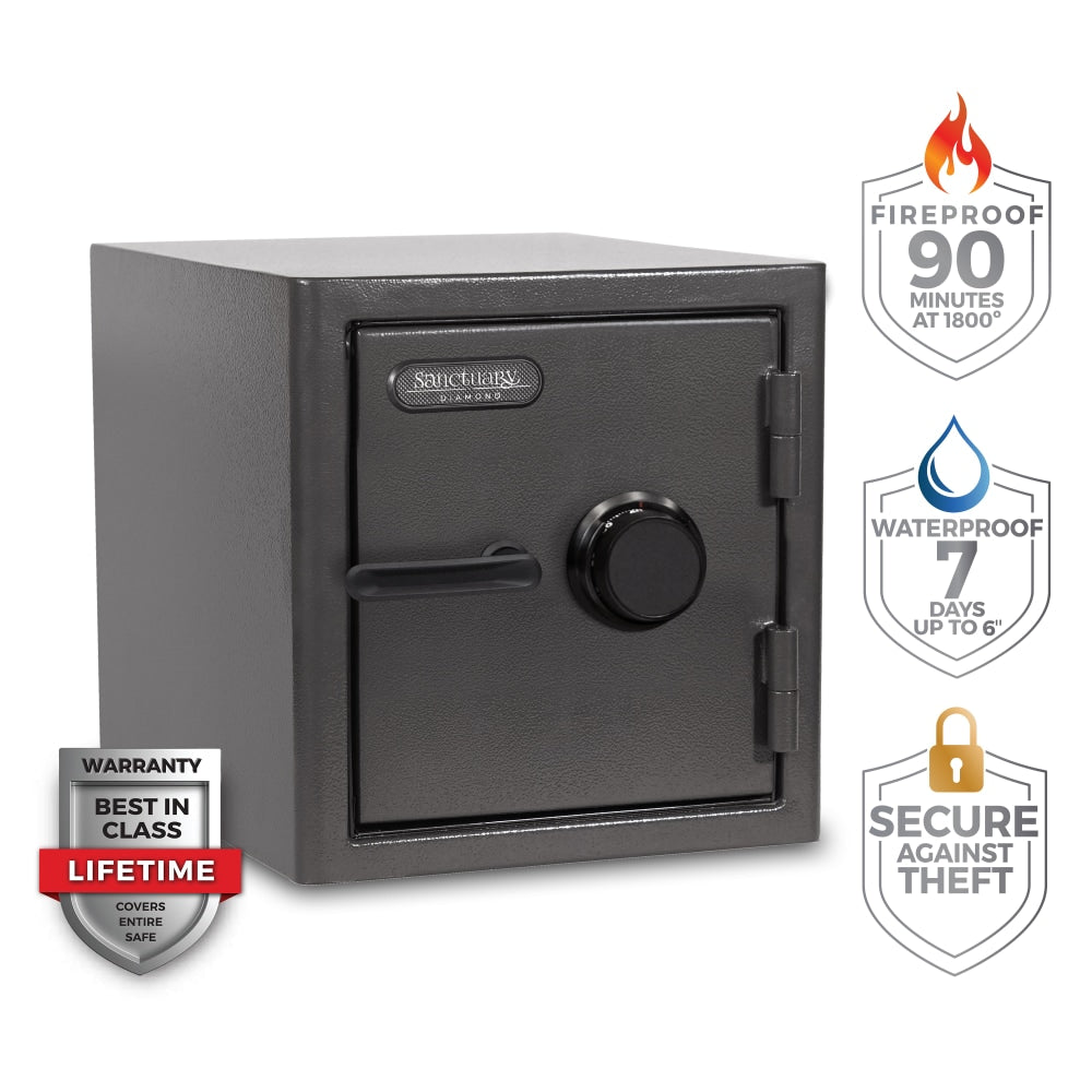 Sanctuary Diamond Combination Lock Home/Office Safe, 1.32 Cu. Ft., Dark Grey Hammertone