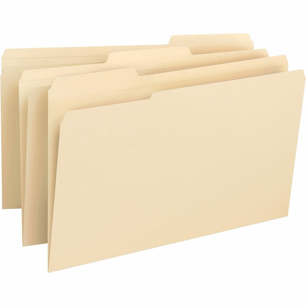 Business Source 1/3 Tab Cut Legal Top Tab File Folders - 8 1/2in x 14in - 3/4in Expansion - Assorted Tab Position - Manila - 50 / Box