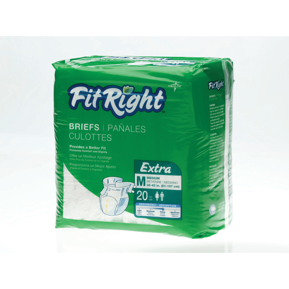 FitRight Extra Disposable Briefs, Medium, White, Bag Of 20 Briefs